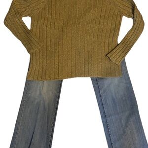 Jones New York Gold Sweater L & WHBM Rhinestone Jeans Bundle